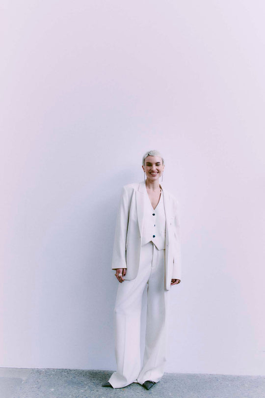 CMTAILOR – HOCHGESCHNITTENE HOSE MIT WEITEM BEIN IN WEISS,WOLLWEISS