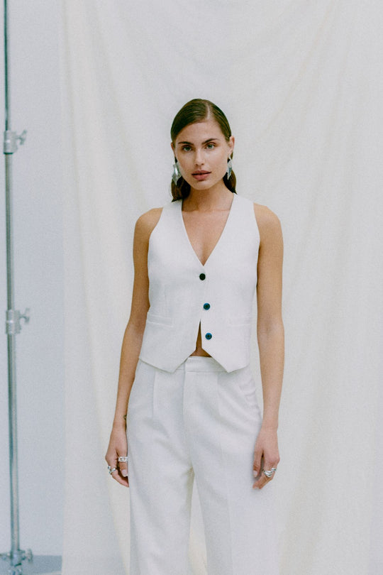 CMTAILOR - WESTE IN WEISS,WOLLWEISS