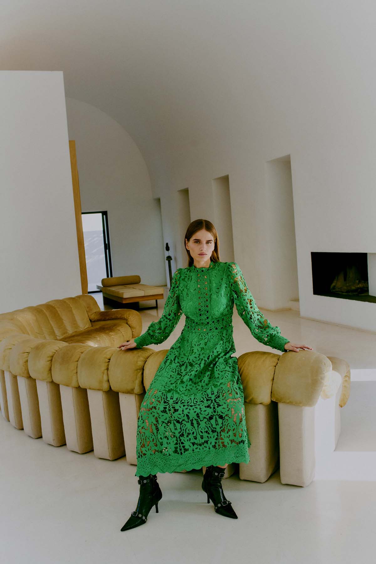 CMLALY - KLEID MIT SPITZE IN GRUN