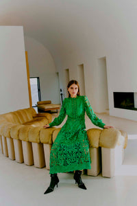 CMLALY - KLEID MIT SPITZE IN GRUN