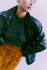 CMQUEEN - LEDERBLAZER IN SCHWARZ UND BRAUN