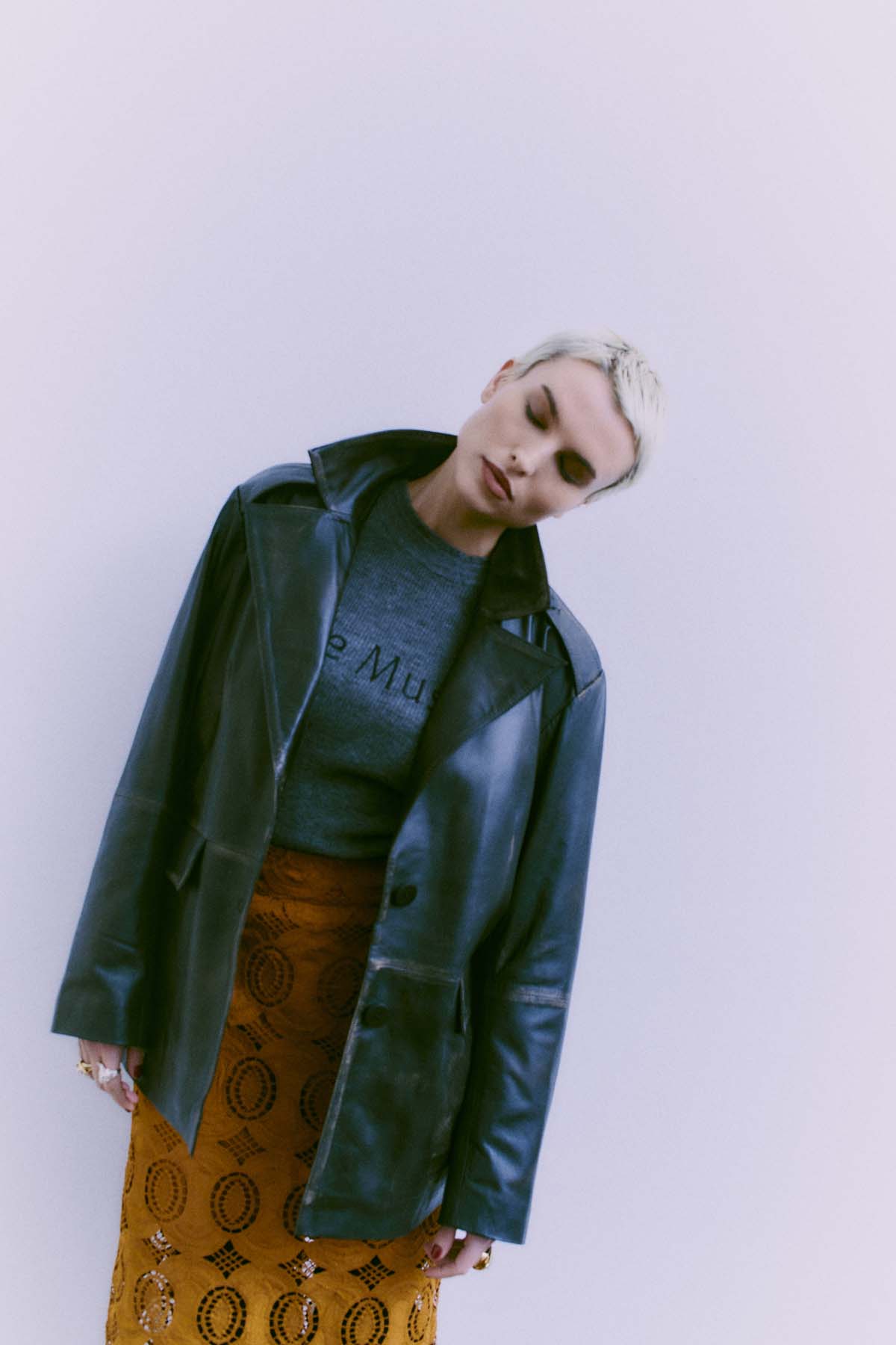 CMQUEEN - LEDERBLAZER IN SCHWARZ UND BRAUN