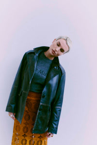 CMQUEEN - LEDERBLAZER IN SCHWARZ UND BRAUN