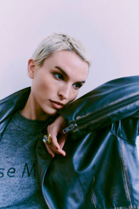 CMQUEEN - LEDERBLAZER IN SCHWARZ UND BRAUN