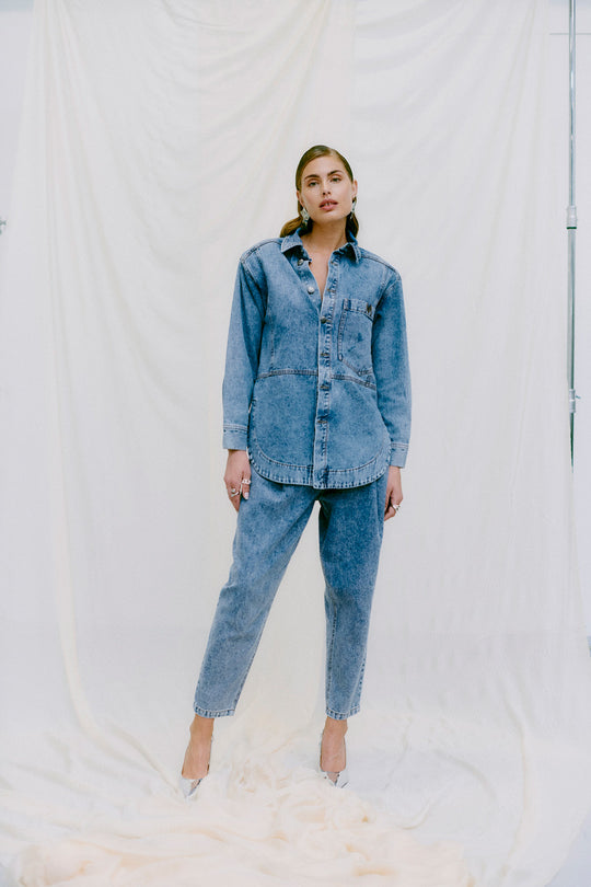 CMJEYCCE - HOCH TAILLIERTE JEANS IN BLAU