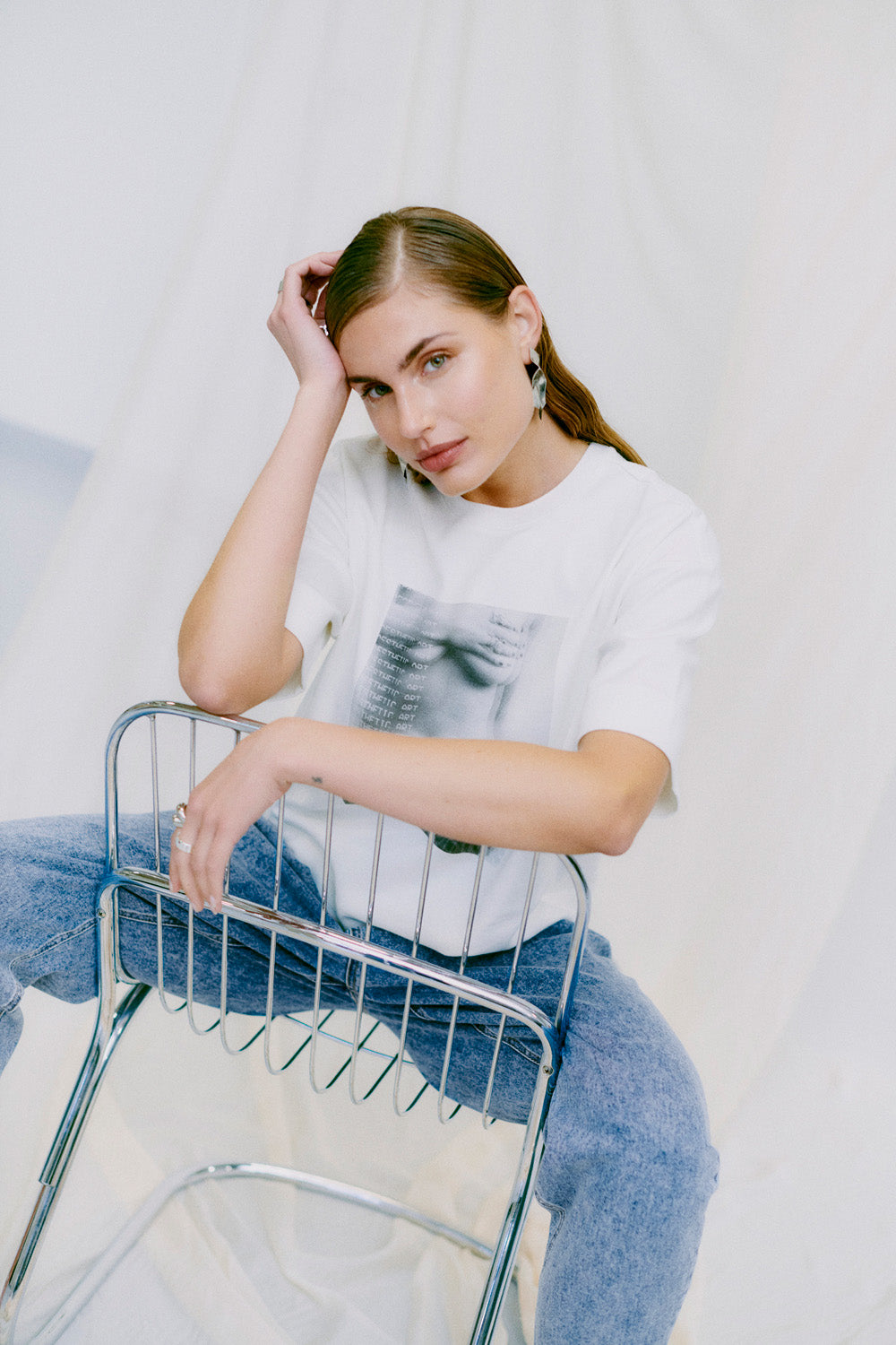CMMUSE - T-SHIRT IN WOLLWEISS