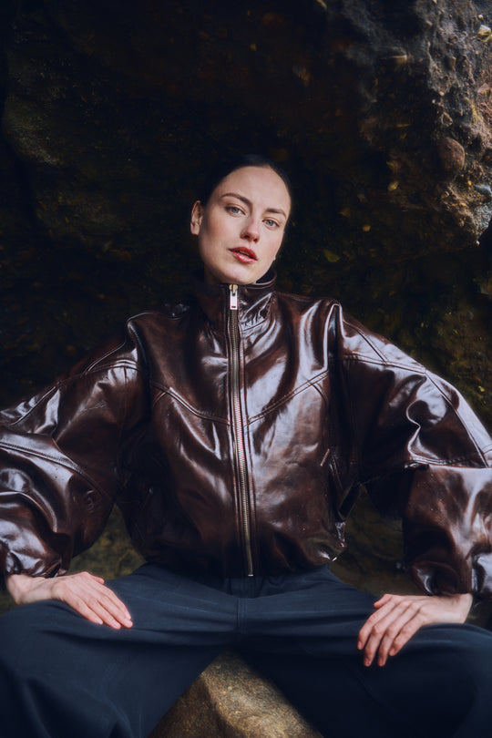 CMKRISTA - LAMMLEDERJACKE IN BRAUN