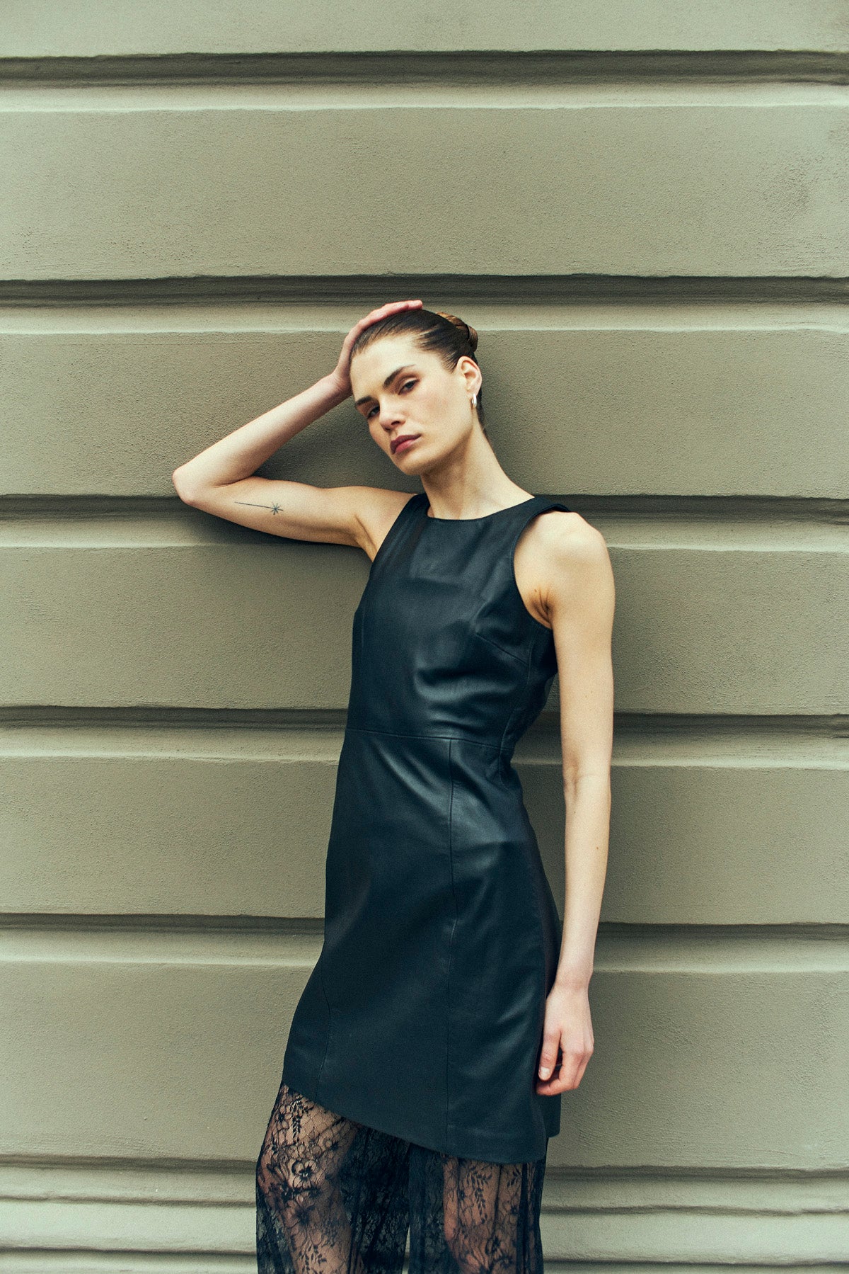 CMBARON - LEDERKLEID IN SCHWARZ