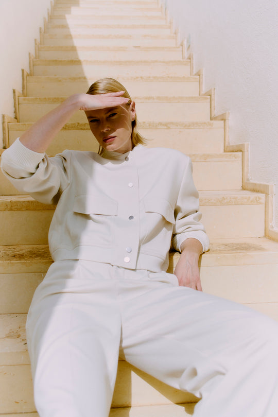 CMTAILOR - BLOMBERJACKE IN WEISS,WOLLWEISS