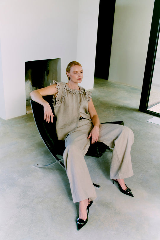 CMNATULI - LEINEN HOSE IN BEIGE