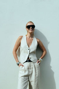 CMNATURE - LEINENWESTE IN BEIGE,WOLLWEISS
