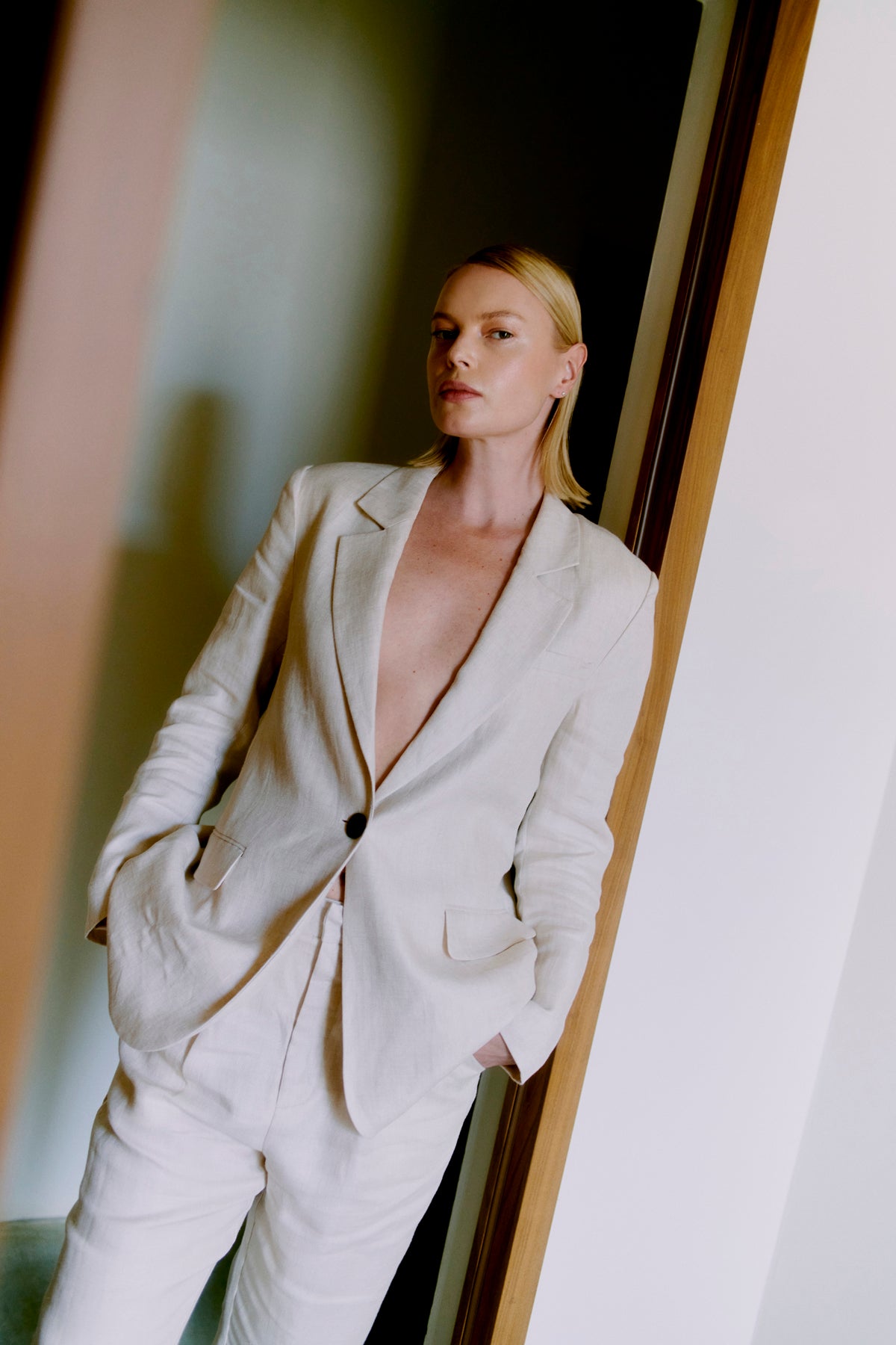 CMNATURE - BLAZER IN BEIGE,WOLLWEISS