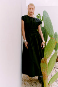 CMCRIPS - KLEID MIT SMOCK IN SCHWARZ