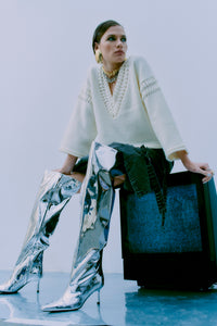 CMYARI - PULLOVER IN BEIGE,WOLLWEISS