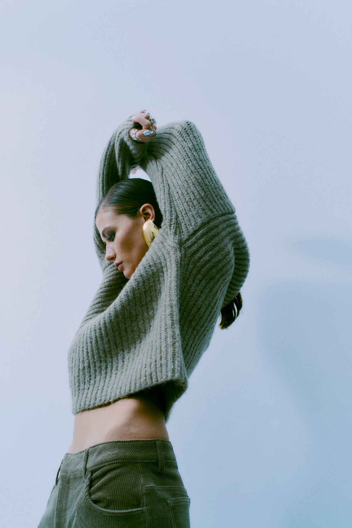 CMANDREA - RIBBESTRICKTER PULLOVER IN BEIGE