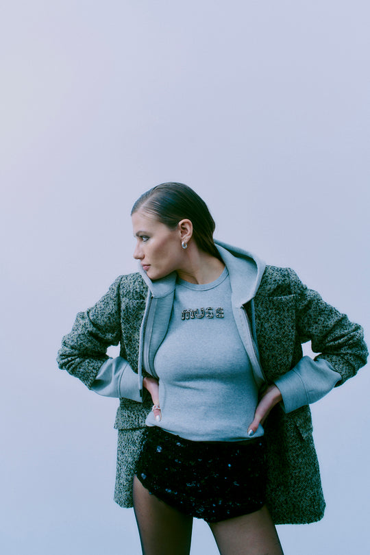 CMSIV - TOP MIT PERLEN IN GRAU