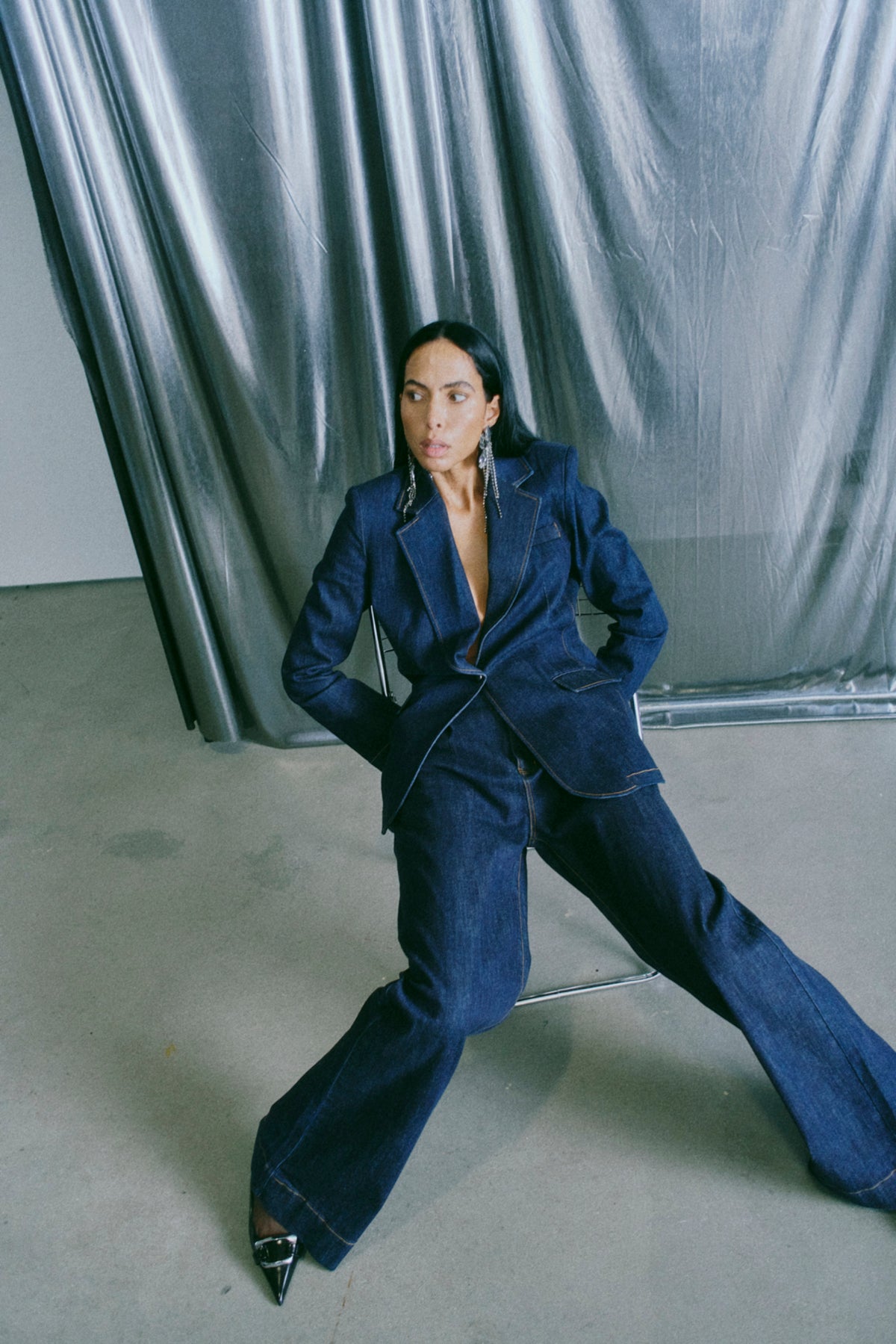 CMJEAN – HOCHTAILLIERTE DENIMHOSE IN BLAU