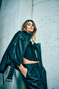 CMROYAL – BIKERJACKE AUS LAMMLEDER IN SCHWARZ