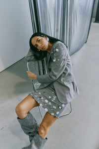 CMTAILOR – BLAZER MIT PAILLETTEN UND PERLEN IN GRAU