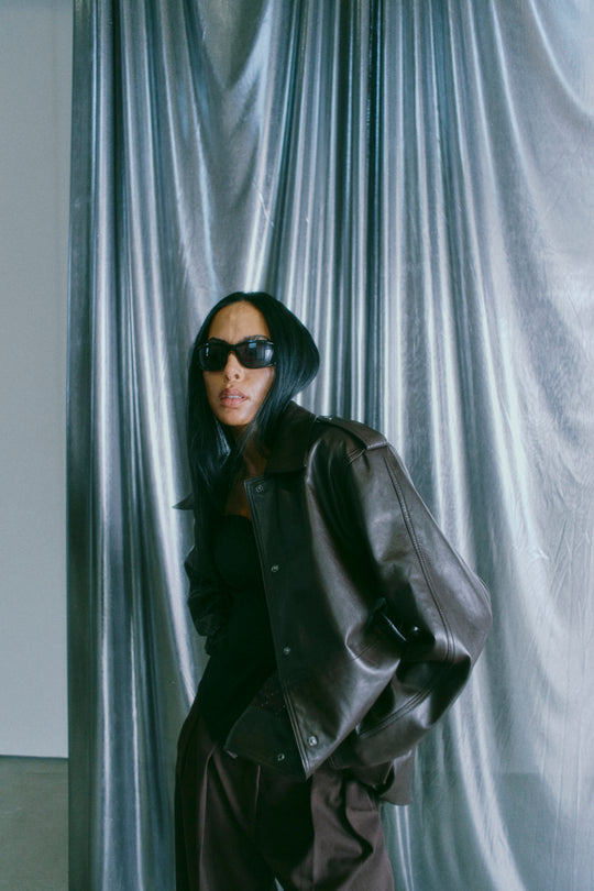 CMROYAL – ÜBERGRÖSSE LEDERJACKE IN BRAUN