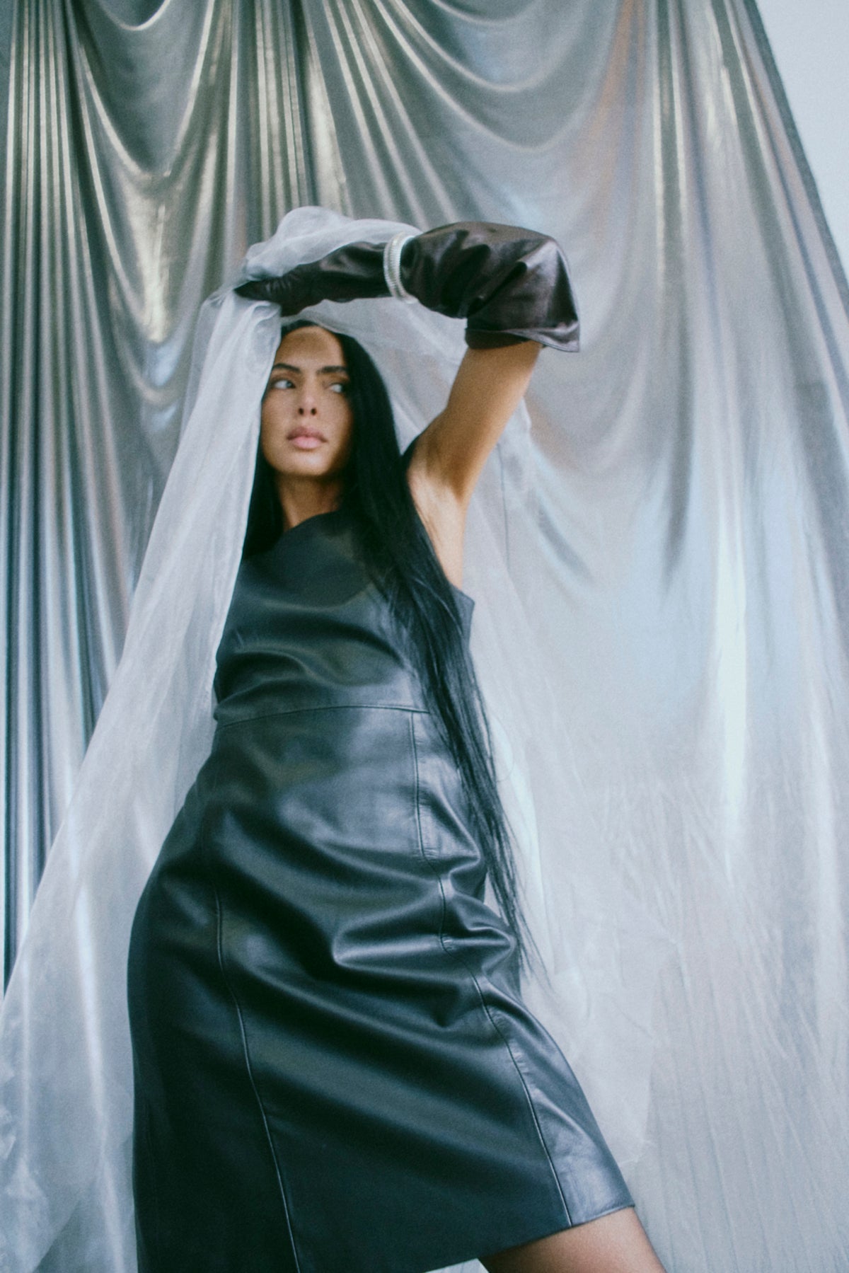 CMBARON - LEDERKLEID IN SCHWARZ