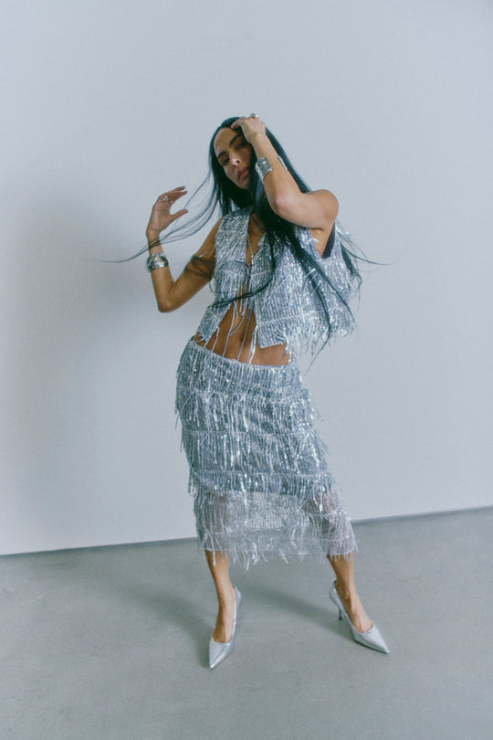 CMSEQUOIA – ROCK MIT PAILLETTEN IN GRAU