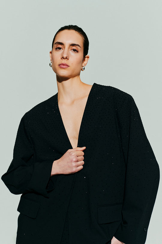 CMNIGHTLY - BLAZER MIT STRASSSTEINEN IN SCHWARZ