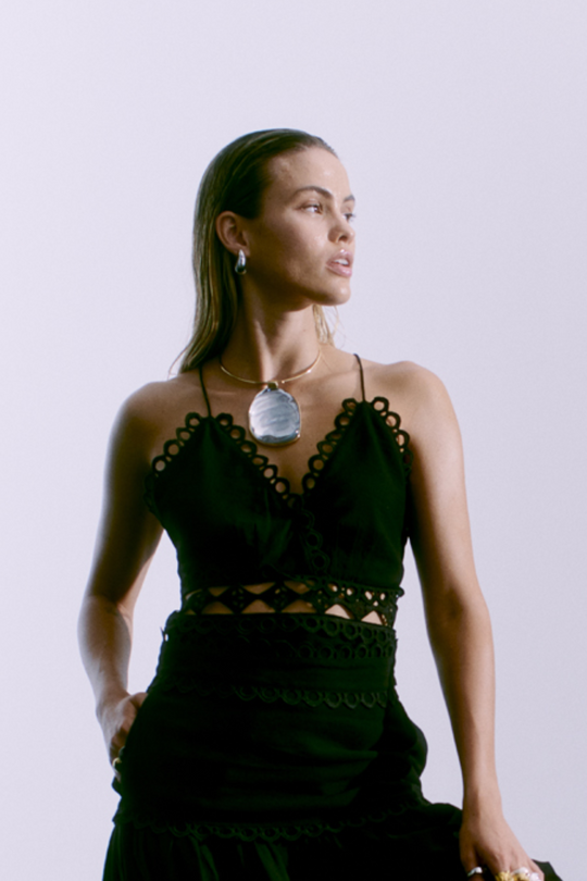 CMASLEAH – TOP MIT CUT-AND-SEW-SPITZE IN SCHWARZ