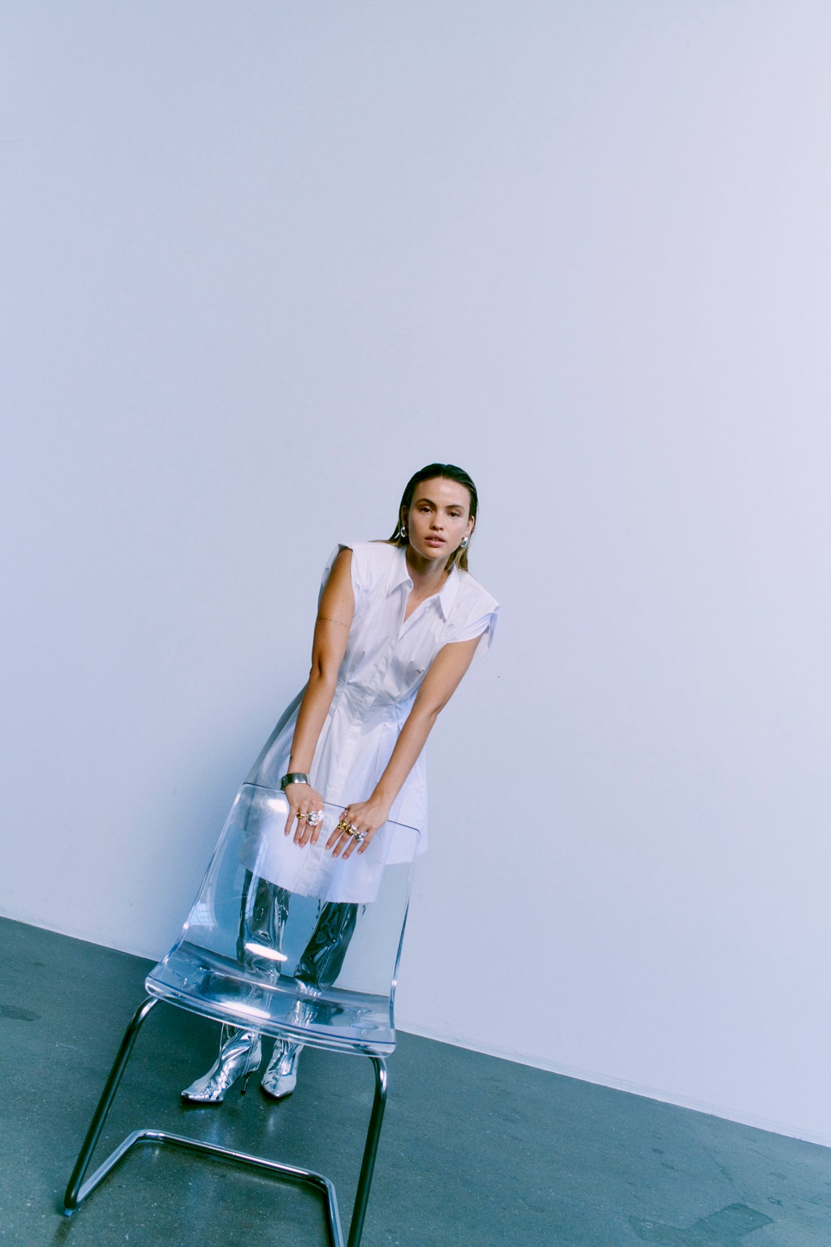 CMSHIRLEY – KURZES HEMDKLEID IN WEISS