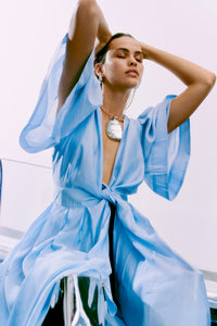 CMMOLLY – WICKELKLEID MIT PUFFÄRMELN IN BLAU