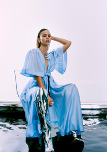 CMMOLLY – WICKELKLEID MIT PUFFÄRMELN IN BLAU