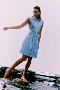 CMSHIRLEY – HEMDKLEID MIT CUT-AND-SEW-SPITZE IN BLAU