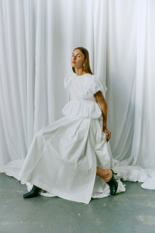 CMPOPLIN – BLUSE MIT BALLONÄRMELN IN WEISS