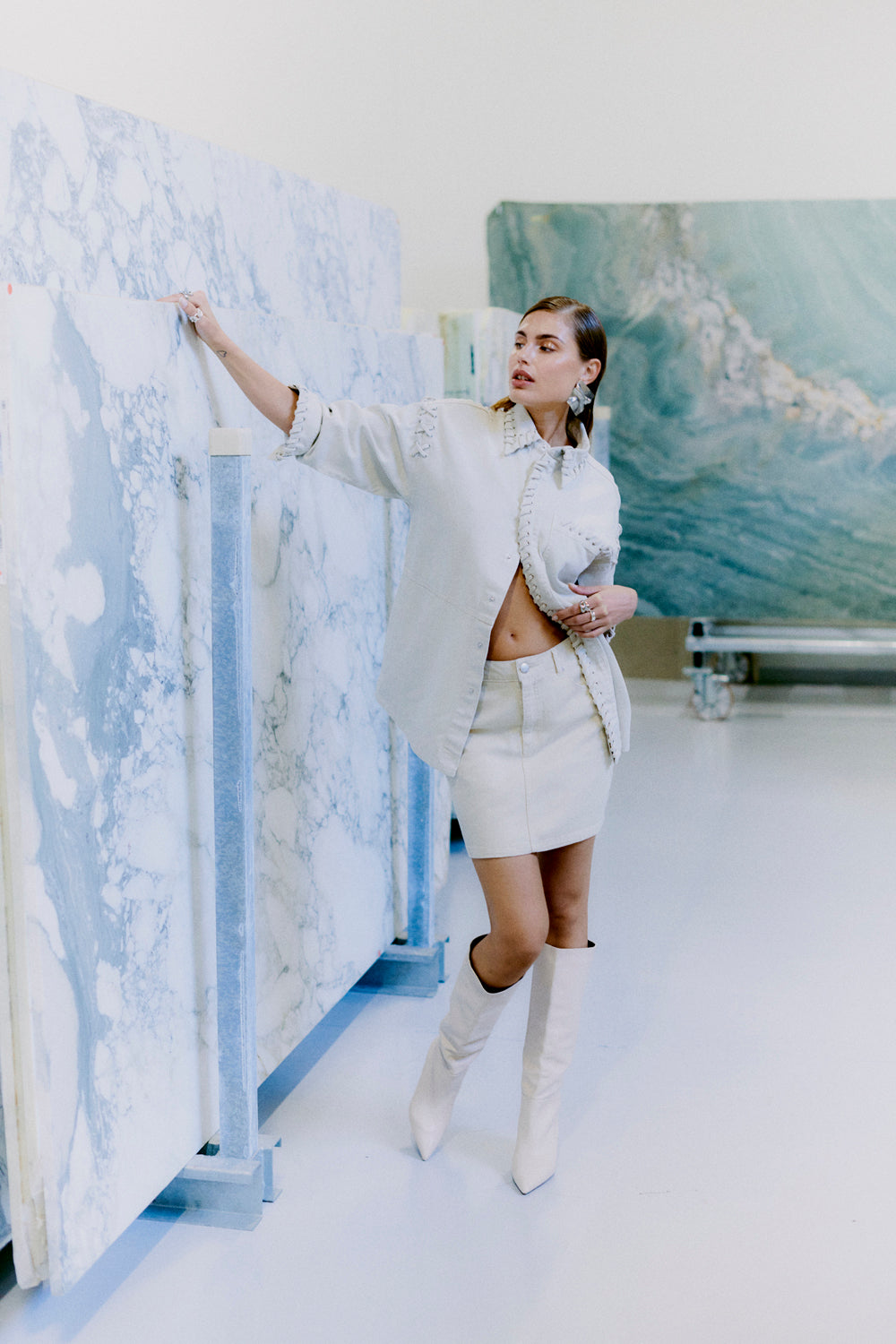 CMCHARLEE - DENIMJACKE IN WOLLWEISS