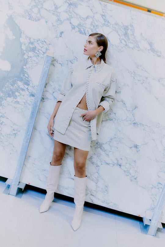 CMCHARLEE - DENIMJACKE IN WOLLWEISS