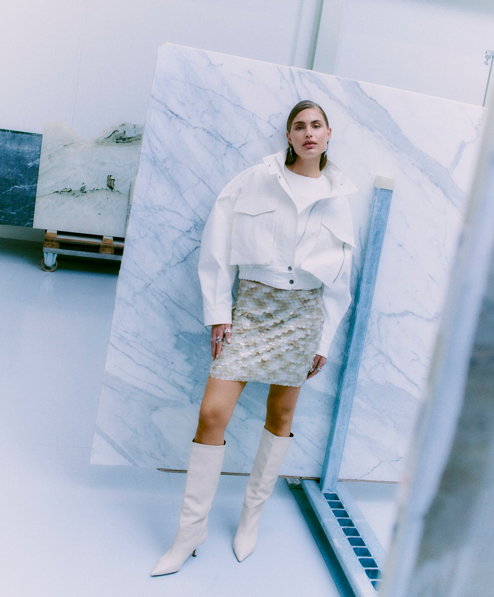 CMSEQUINCE - ROCK MIT PAILLETTEN IN BEIGE