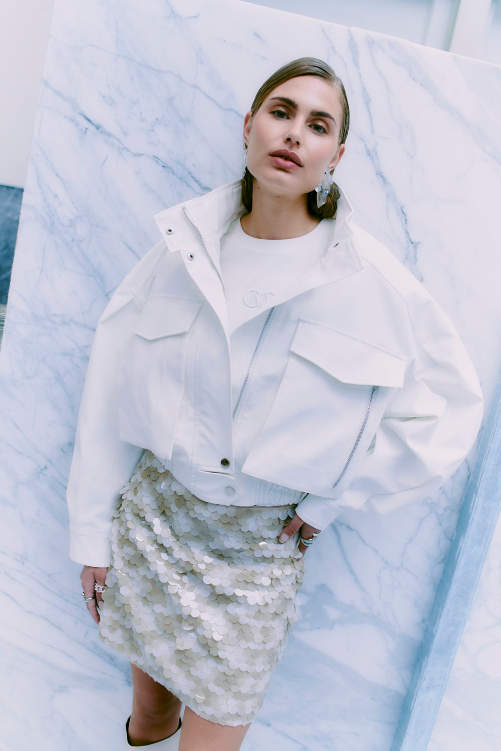 CMSEQUINCE - ROCK MIT PAILLETTEN IN BEIGE