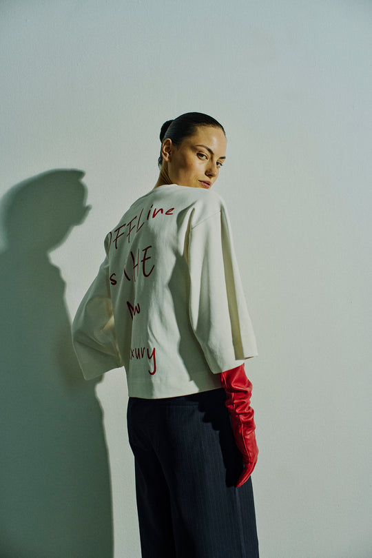 CMMUSE - OVERSIZE T-SHIRT IN WOLLWEISS