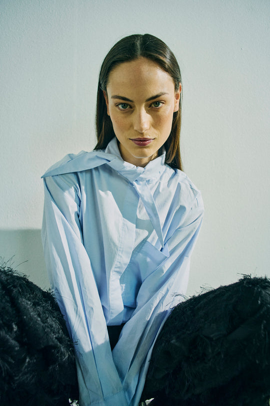 CMPOPLIN – HEMD MIT SCHALDETAIL IN BLAU