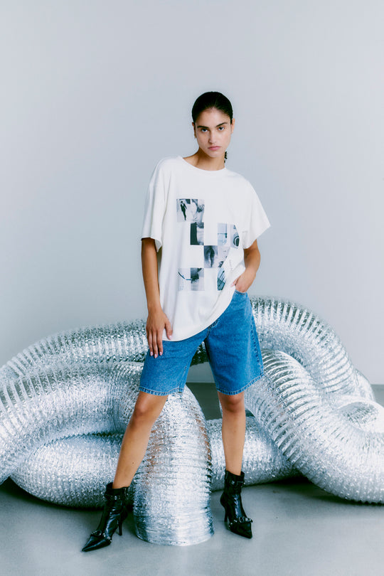 CMMUSE - T-SHIRT IN WOLLWEISS