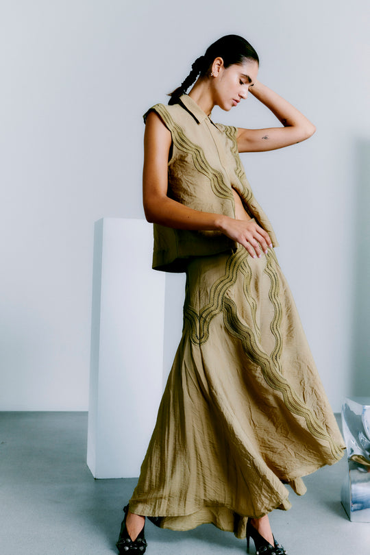 CMCOLE - HEMD MIT SPITZE IN GRÜN