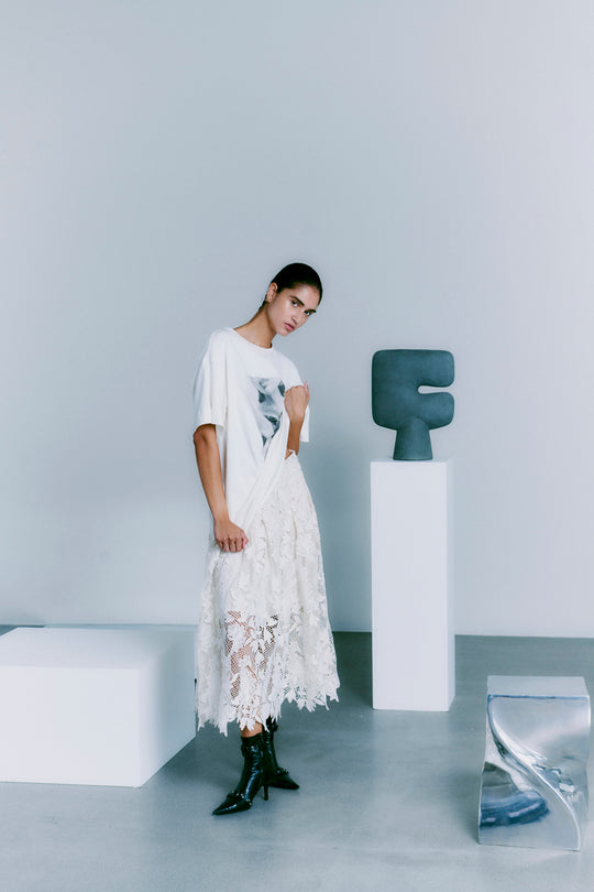 CMLARAH - ROCK MIT ALLOVER-SPITZE IN WOLLWEISS