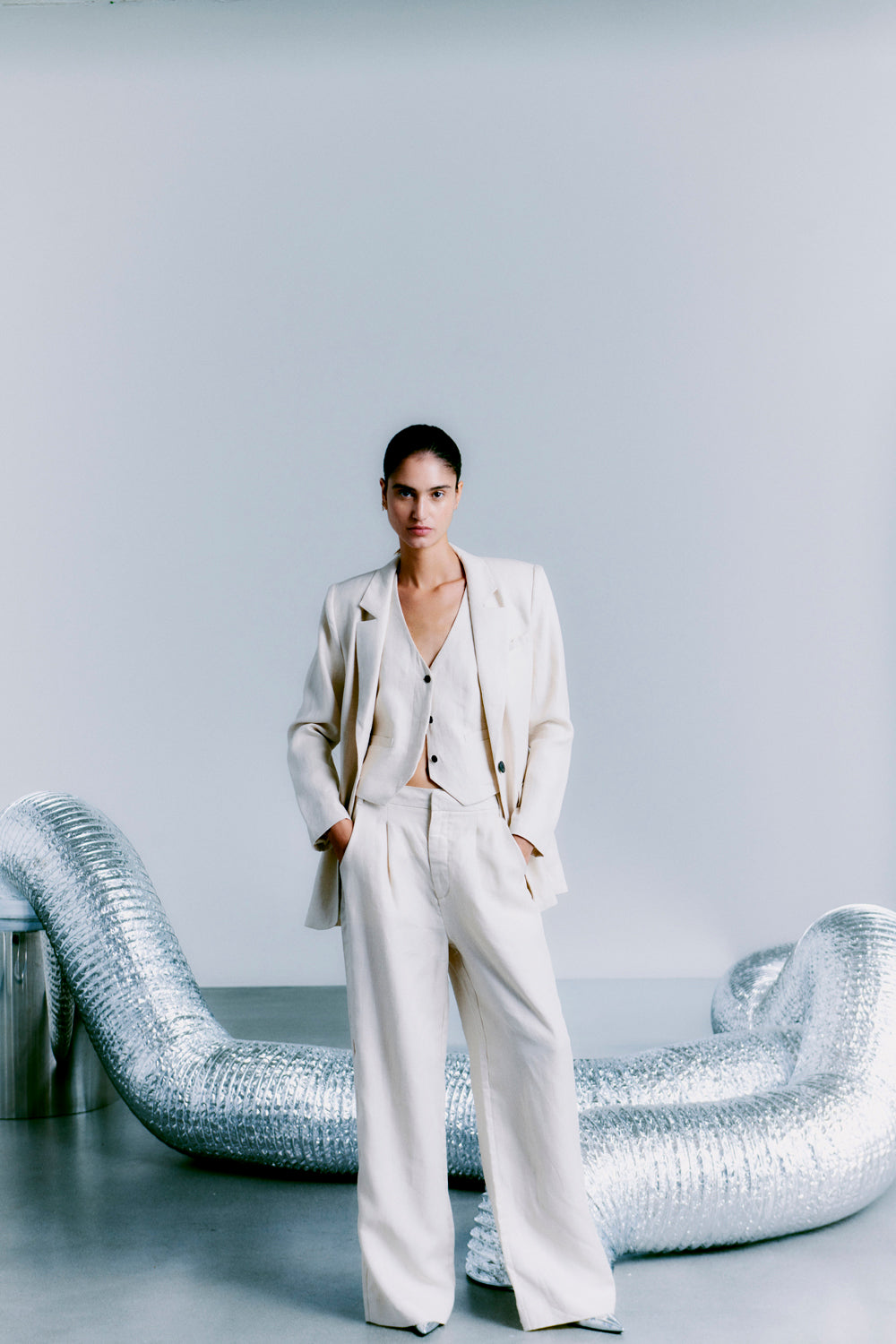 CMNATURE - HOSE IN BEIGE,WOLLWEISS