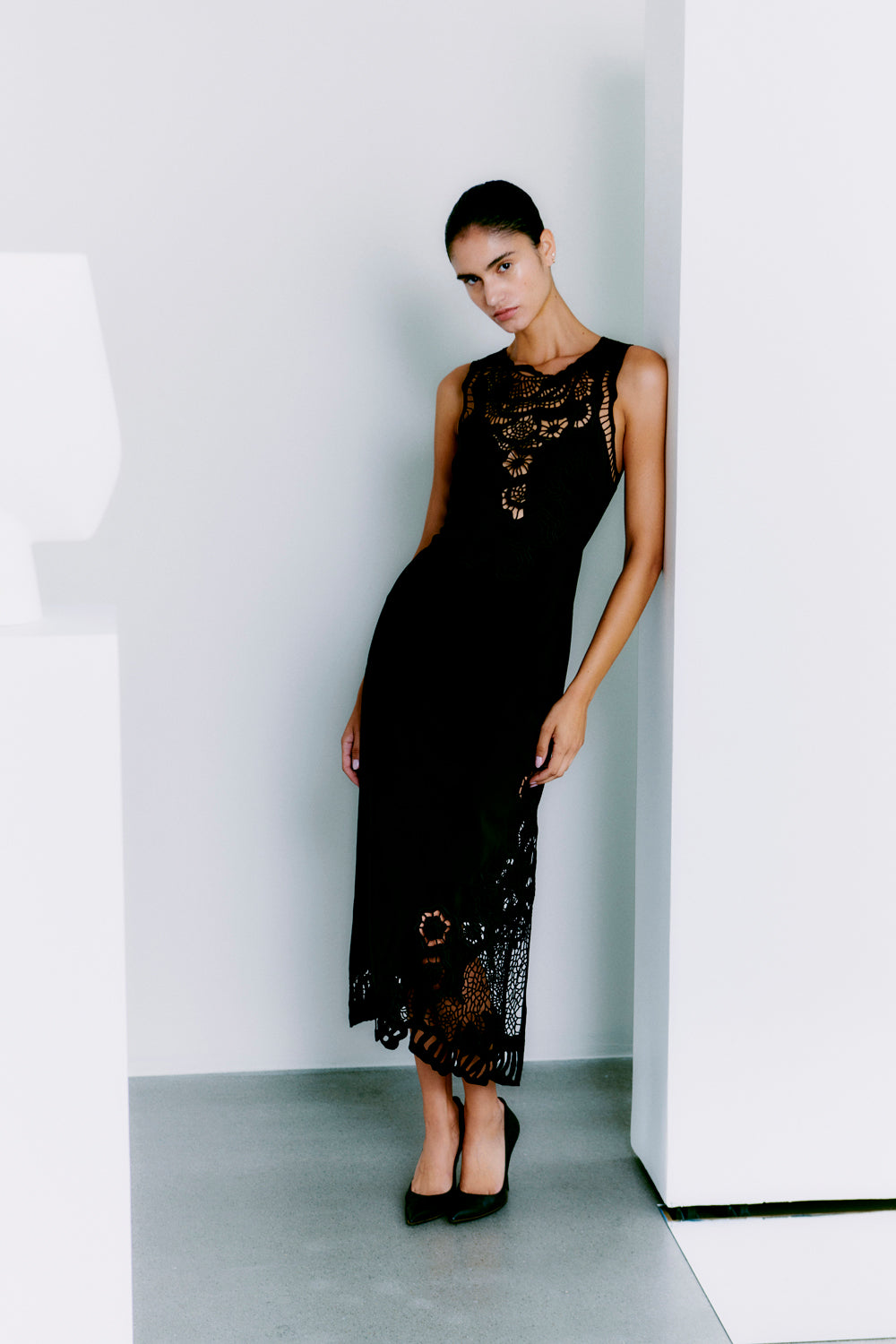 CMMADELYN - KLEID MIT SPITZE IN SCHWARZ