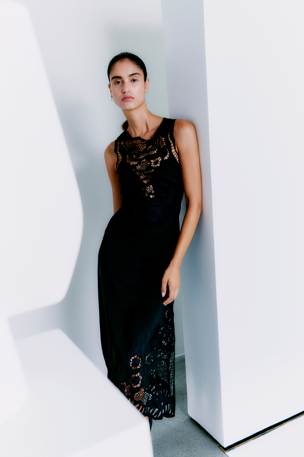CMMADELYN - KLEID MIT SPITZE IN SCHWARZ