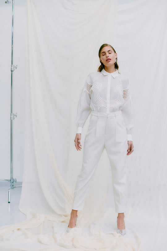 CMTAILOR - HOSE IN WEISS,WOLLWEISS