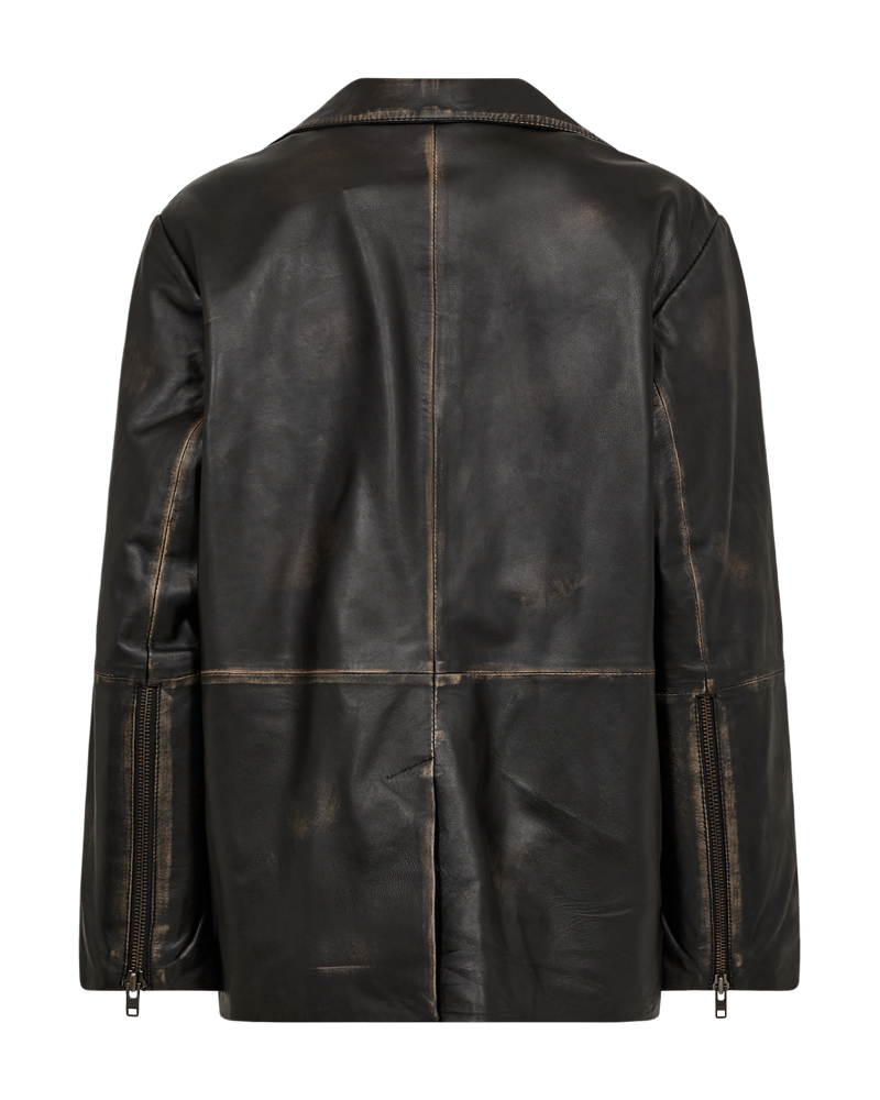 CMQUEEN - LEDERBLAZER IN SCHWARZ UND BRAUN