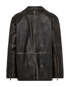 CMQUEEN - LEDERBLAZER IN SCHWARZ UND BRAUN