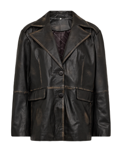 CMQUEEN - LEDERBLAZER IN SCHWARZ UND BRAUN