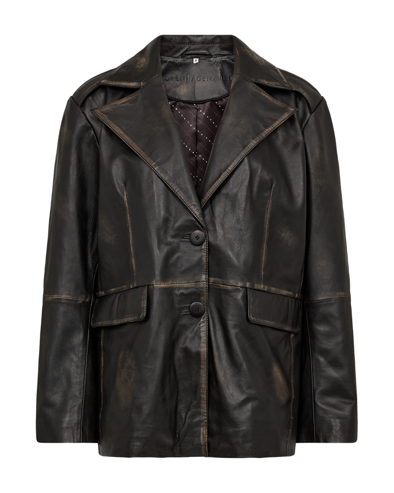 CMQUEEN - LEDERBLAZER IN SCHWARZ UND BRAUN